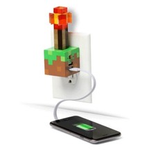 Minecraft Redstone Torch USB Wall Charger Nightlight - NEW