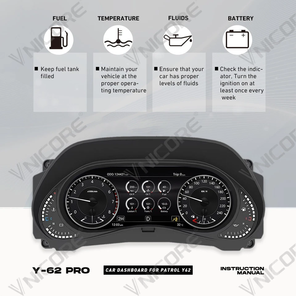 For Nissan Patrol Y62 2010-2021 Car LCD Dashboard Digital Cluster Panel Virtual - image 3 of 4