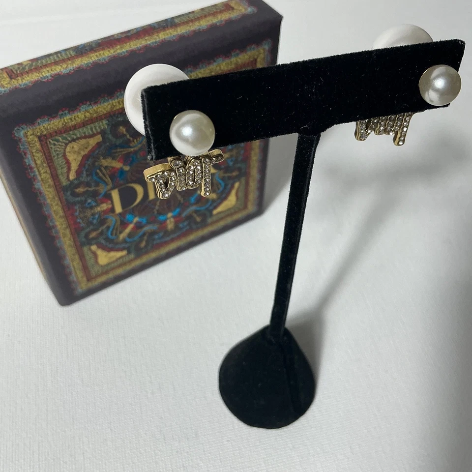 Authentic Dior Gold Earrings - Image 2 of 4