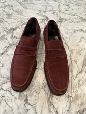 SALVATORE FERRAGAMO MADE IN ITALY SUEDE BURGUNDY PENNY LOAFER MEN'S 10