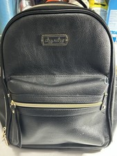 Itzy Ritzy Mini Diaper Bag Backpack in black faux leather with gold hardware.