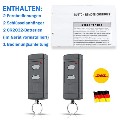 2X Garagentoröffner Handsender Mini HSE2-40 für Hörmann 40,685MHz Graue Tasten