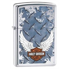 Zippo Lighter - Harley Davidson Diamond Plate High Polish Chrome