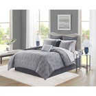 12pc King Aya Jacquard Geo Comforter & Sheets Bedding Set - Gray