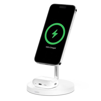 iPhone & AirPods MagSafe 2-in-1 Charging Stand | Apple Certified | Belkin White