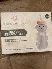 New 3 honey bear straw cup