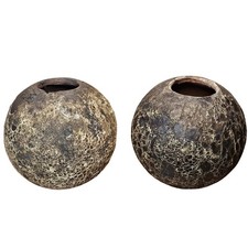 One of a Kind Contemporary Sculptural Art Pottery Textured Ceramic Moon Vases