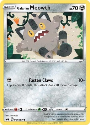 Galarian Meowth CRZ 084/159 Pokémon SWSH: Crown Zenith Common EN NM