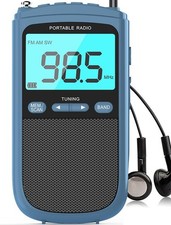 Portable AM/FM/SW Radio With Best Reception - 900mAh Walkman With LCD Blue