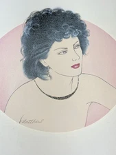 80s Woman Naked With Metallic Jewelry A Perm Painting On Canvas 19x15 16x12