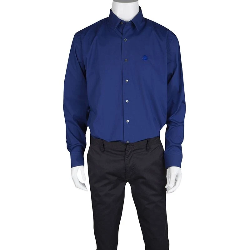Camisa de vestir para hombre Roberto Cavalli camlola calce ajustado FSR702CO016-04926 azul oscuro Foto 3 de 4