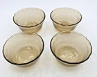 PYREX 463 Vtg Set of 4 Custard Ramekin Cups 6oz Amber Smoky Brown Scallop Edge