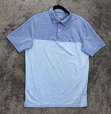 Vineyard Vines Polo Shirt Mens Medium Blue Stripe Performance Golf Stretch Fit