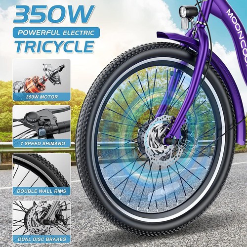 Begonia.K Electric Tricycle for Adults, 350W 36V 7 Speeds Electric Trike&Charger - Picture 77 of 92