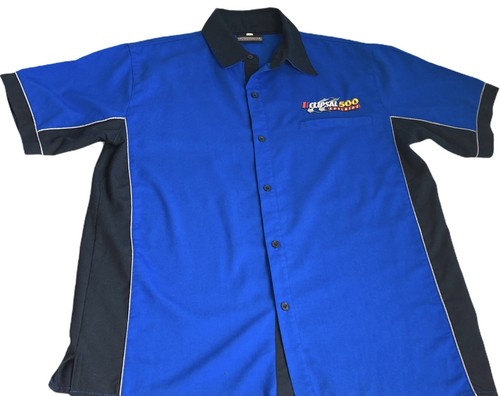 Clipsal 500 Casual Shirt Men Sz Large Embroider Logo Button Up Short Sleeve Blue - Picture 5 of 13