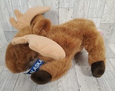 Dakin Moose Stuffed Animal Brown Plush Laying Down 11" Vintage 1990 ALASKA
