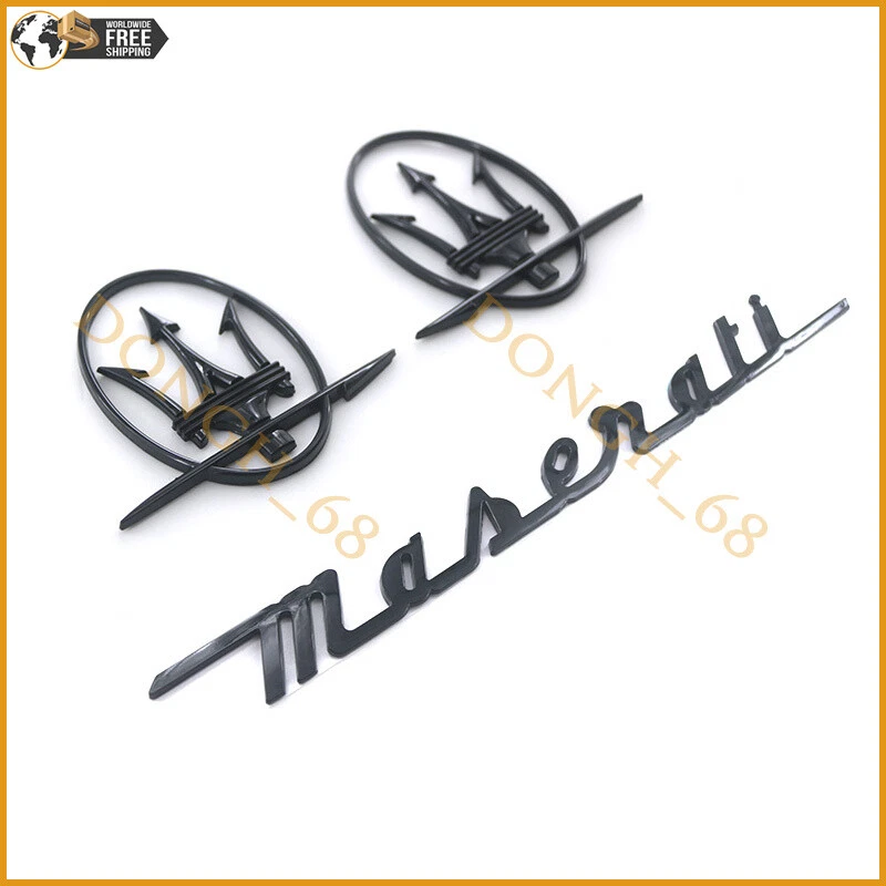6x Set Gloss Black Emblem For Maserati Ghibli RH & LH GranSport Side Trunk Badge - Image 2 of 4