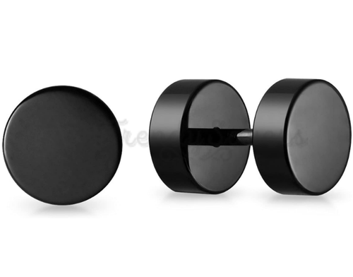 Black Surgical Stainless Steel Fake Gauges Ear Cheater Plug 3-12mm Stud Earrings - Picture 43 of 103