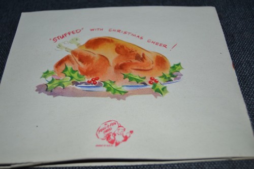 Tarjeta de Felicitación de Navidad Pavo INSERTO TENEDOR DE CENA Sin Usar 3D RARO De Colección MCM - Imagen 5 de 5