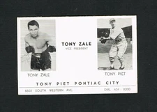 RARE WORLD CHAMPION boxer TONY ZALE & baseball TONY PIET boxing business card 