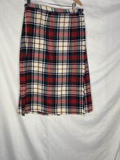 Cobra Kilt Skirt 30" Waist Red/Blue/Green/Ivory Plaid Pure Wool Pleated Ireland