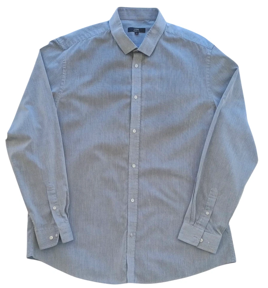 George Shirt Long Sleeve Grey Geometric Easy Care Men's UK Size XXXL 3XL - Изображение 2 из 4
