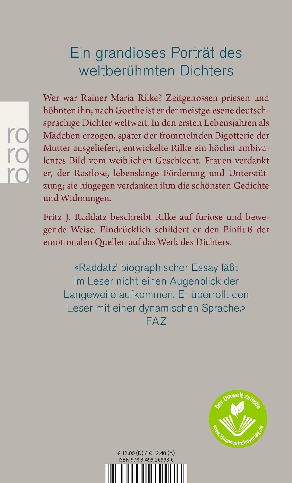 Thumbnail - Rainer Maria Rilke | Überzähliges Dasein. Eine Biographie | Fritz J.