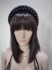 Black Velvet and Pearl Padded headband