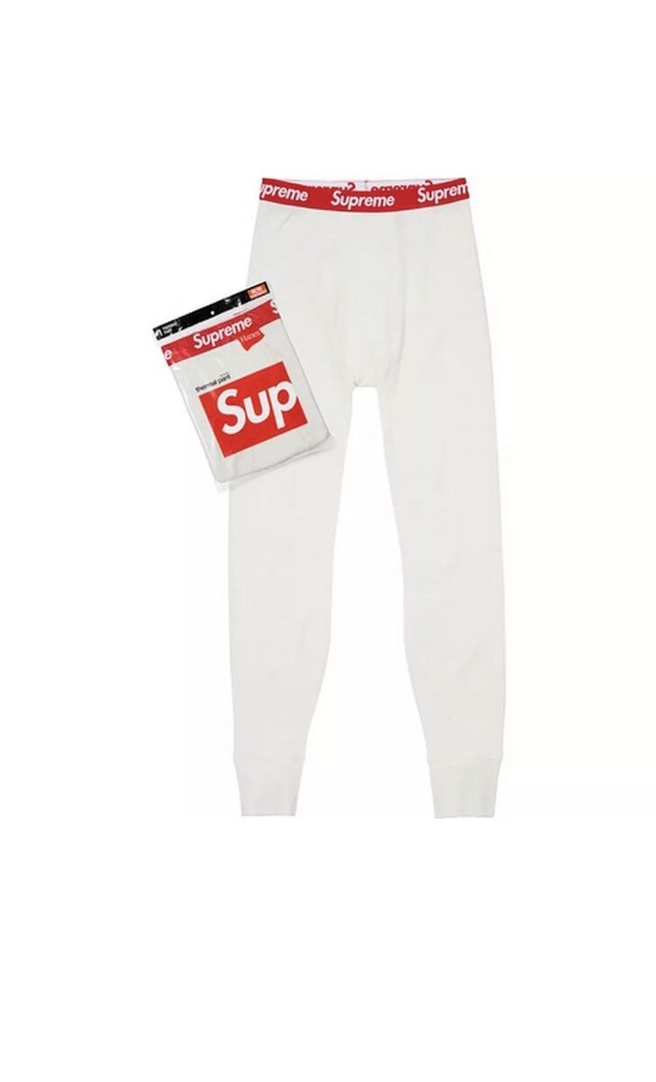 SUPREME x Hanes Thermal Pants (1 Pack) White XL box logo camp cap F/W 18