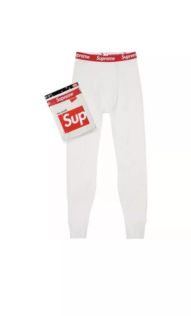 SUPREME x Hanes Thermal Pants (1 Pack) White XL box logo camp cap F/W 18