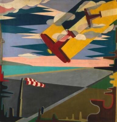 Swoop on the Airport Art Print   Giulio D Anna Aeropittura Futurist Aviation