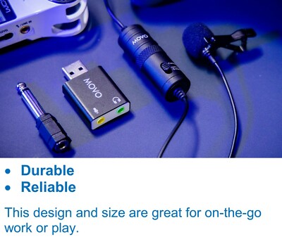 Movo USB Audio Adapter - Converts 3.5mm Mic To USB For PC & Mac, Plug And Play