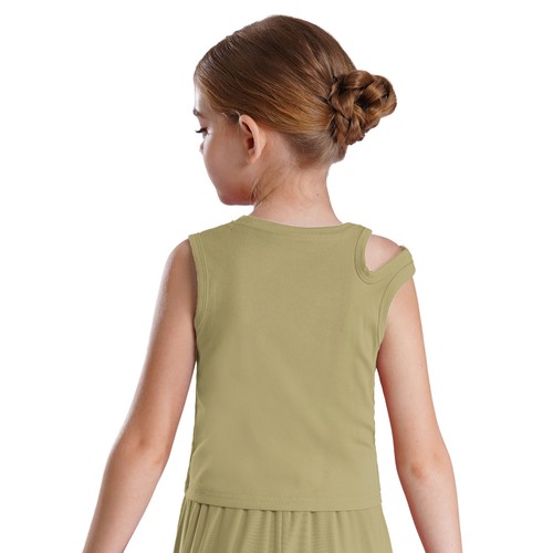 Kids Girls Top Irregular Shoulder Vest Athletic Tank Workout Activewear Summer - Picture 18 of 48
