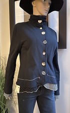 Elisa Cavaletti ~ Black Jacket Oversize Buttons Frill Detailing S Uk8-10