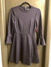 NWT Kate Spade Navy Bell Sleeve Back Zip Ponte Holiday Dress Pockets Sz XS 198