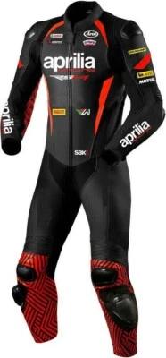 Aprilia Manner Motorrad Rennen Lederkombi Biker Rindsleder Anzug-S-M-L-XL-XXL-3X - Bild 1 von 3