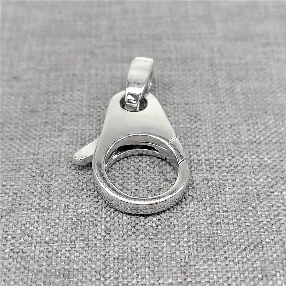 Cierre de langosta grande de plata de ley enchapado en rodio de plata 925 cierre de garra lisa Foto 3 de 4