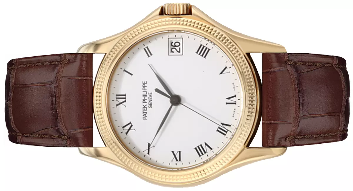 Patek Philippe Calatrava White Men s Brown Leather Strap Watch 5117J