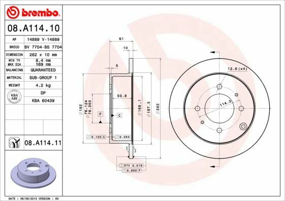 Bremsscheiben 2X Beschichtet HA Hinten Brembo Coated Disc Line 08.A114.11-image