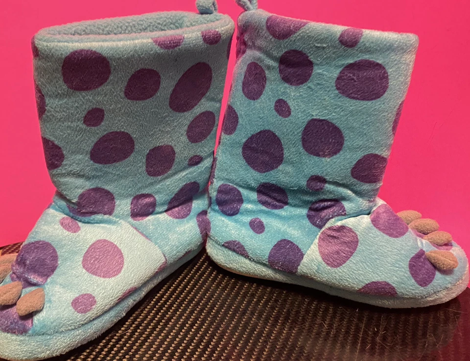 Zapatillas de felpa Disney Store Monsters University garras púrpura aguamarina niños talla 11/12 Foto 3 de 4