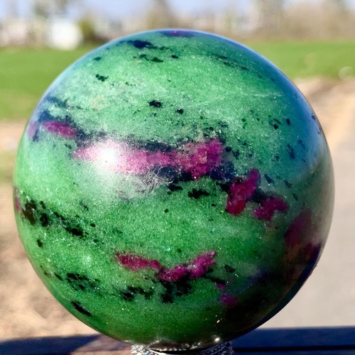 420G Natural green Ruby zoisite (anylite) crystal sample Healing ball - Picture 16 of 20