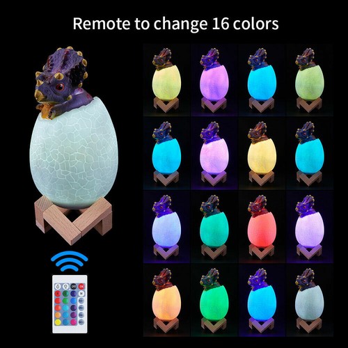 3D Dinosaur Egg LED Night Lights Remote Control 16 Colors Table Lamp For Gift GL - Picture 14 of 18