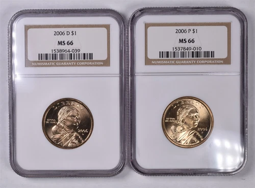 2006-P&D Sacagawea Dollar - NGC MS66/66 - 2 Coin Set 