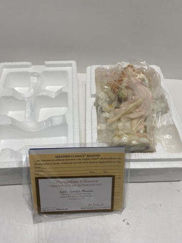 Estatuilla de ángel en flor de primavera de abril de Seraphim Classics #81517 1999 con caja y certificado de autenticidad - Imagen 7 de 9
