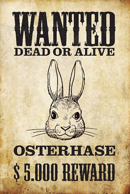 Blechschild 18x12 Tiere wanted Osterhase Wand Deko Bar Kneipe Sammler Geschenk