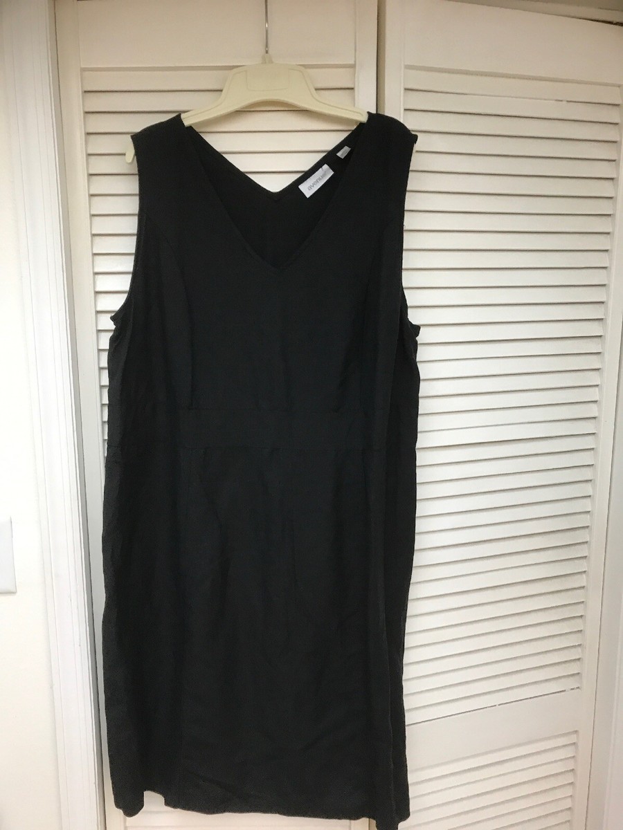 Avenue Black Linen Blend Sleeveless Jumper Dress, Sz 18, Side Zipper, EUC!