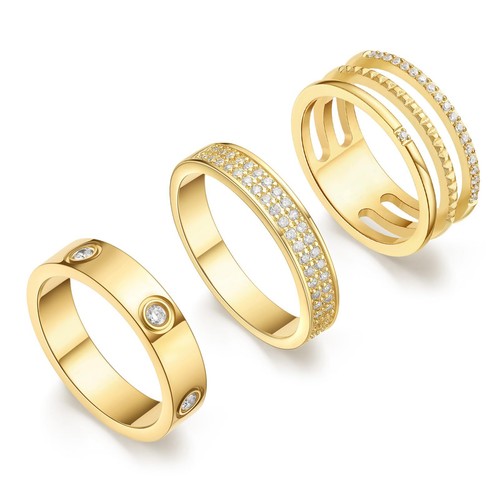 Gold Rings for Women Non Tarnish Stackable Rings Trendy Dainty 18K Gold Plated S