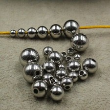 Loose Spacer Bead 100pcs Stainless Steel Round Beads Big Hole Metal Charm Kit