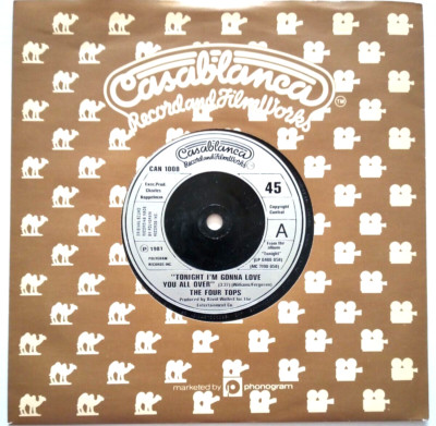 The four tops - tonight I m gonna love you , excellent condition 7  vinyl