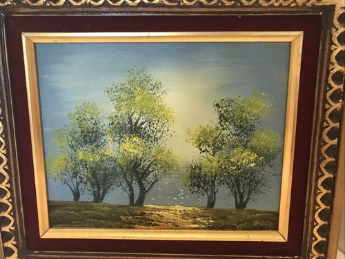 Nature Landscape Painting Trees Original Oil Artwork Gold Gilt Wood Framed 14x12 - Picture 2 of 12